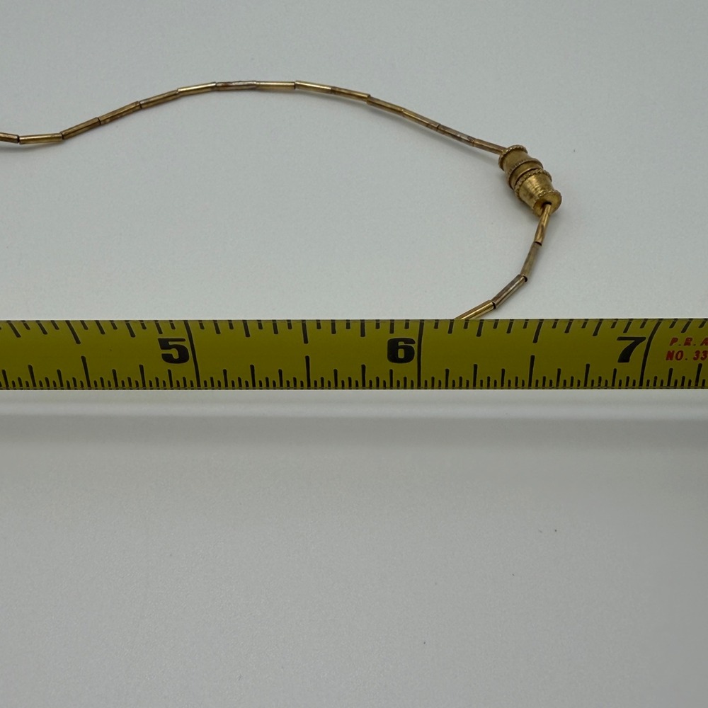 Vintage Gold Tone Brass? Metal Necklace Burgundy Striped Glass Bead Statement - Picture 8 of 8